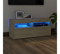vidaXL TV Cabinet with LED Lights Sonoma Oak 90x35x40 cm UK GF0