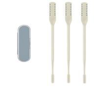 2025 New 2-in-1 Nasal Hair Cutter, Nostril Hair Remover Tool, Double Sided Nose Hair Knife, Portable Manual 360° Rotating Nose Hair Trimmer with Ear Picker for Women Men (Off White-3pcs)
