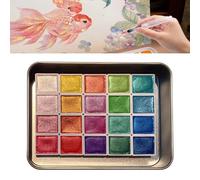 2025 New 20 Colors Watercolor Painting Set, Glitter Watercolour Solid Paint Box, Portable Drawing Supplies Shimmer Metallic Watercolor Paint Set,B-2.3ml