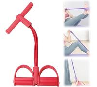 2025 New 21 Fitness Resistance Bands, 4 Tubes Pedal Puller for Fitness Beginners, Pull Rope With Handles for Abdomen, Leg, Arm, Waist Stretching Slimming Training (Red)