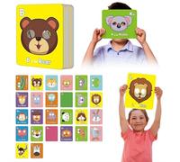 2025 New 26 PCS Alphabet Mask Cards, Colorful Alphabet ABC Flash Cards with Animal Mask,Interactive Education Games, English Phrases,Giant Letter ABC Animal Faces Flash Learning Flashcards