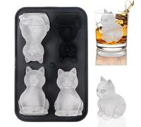 2025 New 3D Cat Ice Cube Mold: Bulldog Whiskey Mold Tray Set Molds Small for Freezer Mini Shaped Silicone Tiny Block Shaved Plunge Cooler Cute Cocktails with Lid Fancy