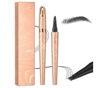 2025 New 3D Microblading Eyebrow Pencil with 4 Forked Tip Applicator, Eyebrow Pencil Waterproof, Long-lasting Magic Eye brow Pen Effortlessly Creates Natural-Looking Brows (Black)