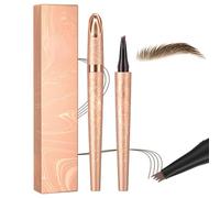 2025 New 3D Microblading Eyebrow Pencil with 4 Forked Tip Applicator, Eyebrow Pencil Waterproof, Long-lasting Magic Eye brow Pen Effortlessly Creates Natural-Looking Brows (Dark brown)