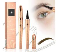 2025 New 3D Microblading Eyebrow Pencil with 4 Forked Tip Applicator, Eyebrow Pencil Waterproof, Long-lasting Magic Eye brow Pen Effortlessly Creates Natural-Looking Brows (Dark brown)