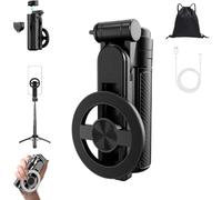 2025 New 4-in-1 Multifunctional 360° Rotation Magnetic Selfie Stick, Portable Travel-Ready 360° Rotation Phone Tripod with Wireless Remote, With Wireless Bluetooth Control (black)