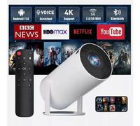 2025 New 4K Android 11 Portable Projector - 10000 Lumens, WiFi6, Bluetooth 5.0, HDMI/USB, Auto Keystone, 180 Flip, Home Theater White