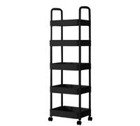 2025 New 5-Tier Metal Rolling Storage Cart Versatile Kitchen & OfficeMulti-Purpose Trolley for Living Room Bedroom Bathroom White (Black - 5 Shelves)