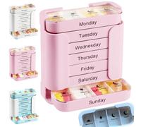 2025 New 7-Day Medication Organizer for Effortless Health Management,Waterproof Large Pill Box 7 Day 4 Times a Day,Stackable Pill Box Organiser for Pills,Vitamin,Fish Oils (Pink)