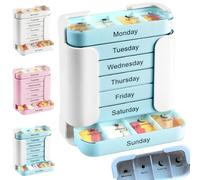 2025 New 7-Day Medication Organizer for Effortless Health Management,Waterproof Large Pill Box 7 Day 4 Times a Day,Stackable Pill Box Organiser for Pills,Vitamin,Fish Oils (Blue)