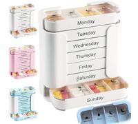 2025 New 7-Day Medication Organizer for Effortless Health Management,Waterproof Large Pill Box 7 Day 4 Times a Day,Stackable Pill Box Organiser for Pills,Vitamin,Fish Oils (White)