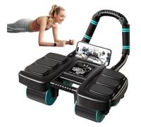 2025 New Ab Wheel Roller with Elbow Support, Automatic Rebound Abdominal Wheel Roller, Four-wheel Abdominal Wheel Core Workout Equipment with Phone Holder for Home Gym Abs Machine (Black)