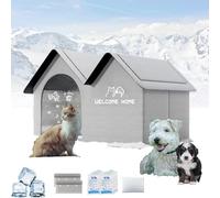 2025 New Air Conditioned Dog House, 2025 New Air Conditioner Cat House, Dog Houses with Ac, 10 Ice Packs for Small, Medium, and Large Dogs and Cats (GREY,L)