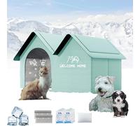2025 New Air Conditioned Dog House, 2025 New Air Conditioner Cat House, Dog Houses with Ac, 10 Ice Packs for Small, Medium, and Large Dogs and Cats (GREEN,L)