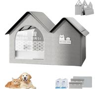 2025 New Air Conditioner Cat House, Air Conditioned Dog House Foldable Pet Cooling Shelter with 10 Ice Packs and Removable Pad, Indoor Outdoor Weather-Resistant