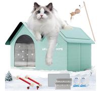2025 New Air Conditioner Cat House, Foldable Air Conditioned Cat House Outdoor, Pet Cooling House with Removable Pad & 10 Ice Packs, Weatherproof Pet AC House for Small Medium Large Cats (Green, XL)