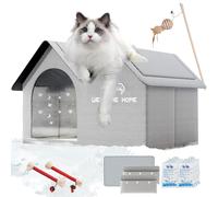2025 New Air Conditioner Cat House, Foldable Air Conditioned Cat House Outdoor, Pet Cooling House with Removable Pad & 10 Ice Packs, Weatherproof Pet AC House for Small Medium Large Cats (Gray, M)