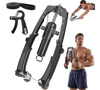 2025 New Black Strength Training Equipment with Wheels, Dual Function Chest Expander and Forearm Trainer for Home Gym Workout