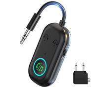 2025 New Bluetooth 5.3 Car AUX Receiver/Transmitter, 2-in-1 Airplane Bluetooth Adapter Compatible, Low Latency, 16H Battery for Car Stereo, Headphones, TV, Home Audio