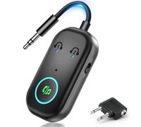 2025 New Bluetooth 5.3 Transmitter Receiver, 2-in-1 Airplane Bluetooth Adapter Compatible with 2 AirPods or Wireless Headphones, 3.5mm AUX Jack Wireless Audio Transmitterfor TV, Home Stereo, Car