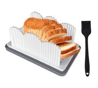 2025 New Bread Sicer for Homemade Bread with Silicone Pastry Brush Bread Slicing Guide Adjustable Width Foldable and Compact Handhold Bread Slicer with Crumb Tray Bread Cutting Guide Tools