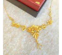 2025 New Chinese Style Blooming Flowers Gold Necklace Flower National Trend Wind Flower Moon Tassel Clavicle Chain Q