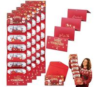 2025 New Christmas Cash Gift Envelope for Money, Creative Cash Surprise Holder with 10 Slots, Money Gift Holder for Christmas Cards for Men Women Girl Boy (Red-A,5pcs)