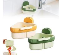2025 New Corner Sink Strainer Basket with Suction Cup - Auto Dumping Sink Food Waste Catcher, Triangle Drain Basket for Kitchen (Green+Yellow)