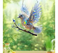 2025 New Crystal Sky Bluebird Stained Art Ornament, 6 In Crystal Hummingbird 2D Double-Sided Appea Durablity Acrylic Gifts for Nature Lovers, Windows & Indoor Gardens
