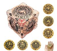 2025 New DND Spinner Dice, 7-in-1 Metal Dice Set with 3D Relief for Dungeons and Dragons Gifts, Polyhedral Roleplaying Game Dice, Fantasy D&D Tabletop RPG Accessories for DM & Player (Red copper)