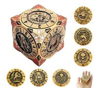 2025 New DND Spinner Dice, 7-in-1 Metal Dice Set with 3D Relief for Dungeons and Dragons Gifts, Polyhedral Roleplaying Game Dice, Fantasy D&D Tabletop RPG Accessories for DM & Player (Ancient gold)