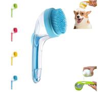 2025 New Dog Bath Brush with Shampoo Dispenser & Paw Washer | Pet Grooming Brush for Short/Long Hair Dogs & Cats | Bubble Maker, Dog Scrubber & Bathing Supplies (Blue, Short hair)