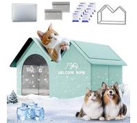 2025 New Dog House with Ac, Icexeco Pet Air Conditioner House, Pet Cooling Houses, Cooling Dog Houses, Foldable, with Airs Conditioning 10 Ice Packs for Pets (Green,L)