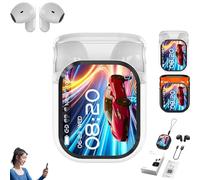 2025 New Earbuds with LED Display, Translation Earbuds with 140 Language Ai Translator Real Time, Waterproof Wireless Earphones with LCD Touch Screen for Travel Business and Gaming (white 1pcs)