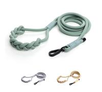 2025 New Edition, Fei & Eve Hand-Braided Dog Leash, 4FT | SP Cotton Material | Heavy Duty Training | Comfort Grip Handle for Small/Medium/Large Dogs, Green