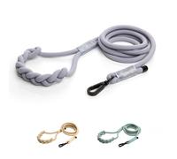 2025 New Edition, Fei & Eve Hand-Braided Dog Leash, 6FT | SP Cotton Material | Heavy Duty Training | Comfort Grip Handle for Small/Medium/Large Dogs, Gray