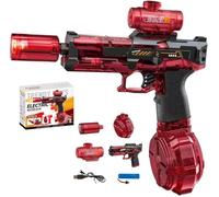 2025 New Electric Water Gun, Automatic Water Gun Pistols 320CC Long Range Motorized with Multifunctional Lighting Effects Rechargeable Water Blaster for Summer Pool Beach Party Toys Gift (Red)