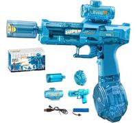 2025 New Electric Water Gun, Automatic Water Gun Pistols 320CC Long Range Motorized with Multifunctional Lighting Effects Rechargeable Water Blaster for Summer Pool Beach Party Toys Gift (Blue)