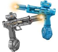 2025 New Electric Water Gun, Automatic Water Gun Pistols 320CC Long Range Motorized with Multifunctional Lighting Effects Rechargeable Water Blaster for Summer Pool Beach Party Toys Gift (Blue + Grey)