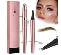 2025 New Eyebrow Pencil Magic Microblading Eyebrow Pen, 3D Waterproof Eyebrow Pen 4 Tipped Precise Brow Pencil, Long lasting Natural Makeup Fine Stroke Eye Brow Pencil (Light brown)