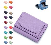 2025 New Genuine Leather RFID Blocking Card Holder Organizer Pocket Mini Wallet,Genuine Soft Leather Wallets for Women,Unisex Anti-Credit Card Fraud Folding Mini Wallet (C)