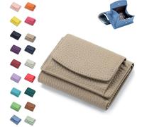 2025 New Genuine Leather RFID Blocking Card Holder Organizer Pocket Mini Wallet,Genuine Soft Leather Wallets for Women,Unisex Anti-Credit Card Fraud Folding Mini Wallet (P)