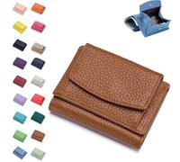 2025 New Genuine Leather RFID Blocking Card Holder Organizer Pocket Mini Wallet,Genuine Soft Leather Wallets for Women,Unisex Anti-Credit Card Fraud Folding Mini Wallet (K)
