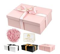 2025 New Gift Boxes, Luxury Gift Box with Lids & Ribbon, Greeting Card, Gift Boxes for Presents Medium, Specially Designed for Valentines Day Wedding Birthdays Holidays Anniversaries Gift(Pink)