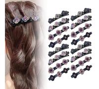 2025 New Glittering Hummingbird Hair Clip with Crystal Flower, Crystal Stone Braided Hair Clips, Braided with 3 Mini Hair Clips, Double Layer Mini Hair Clips, Rhinestone Hair Clip (16PCS)