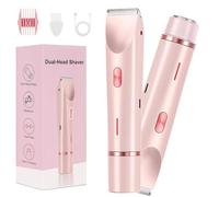 2025 New Glow Aura Womens Shaver, Dual Head Shaver Women, 2 in 1 Wet & Dry Waterproof Electric Bikini Trimmer for Women,Pink1