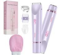 2025 New Glow Aura Womens Shaver, GlowShave - 2-in-1 Women’s Body Shaver, Bikini and Facial Trimmer for Women, Groin Trimmer for Men, Wet & Dry, IPX7 Waterproof & Easy Cleaning (Purple)
