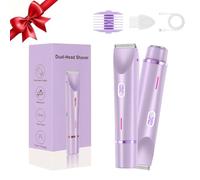 2025 New Glow Aura Womens Shaver, Upgrade Dual Head Shaver Women,2-in-1 Electric Razor for Womens Legs Underarm Face Pubic Hairs,Head Bikini Trimmer Rechargeable Eletctric for Women (Purple)