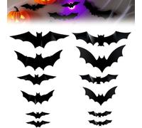 2025 New Halloween 3D Lighted Bats, LED Purple Lighted 3D Bats Halloween Decoration, Upgrade Waterproof LED Glowing Bat Group Hanging Wall Luminous Glow Clings Multipack