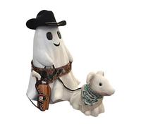 2025 New Halloween Ghost Walking Dog Statue - Spooky Figurine for Indoor/Outdoor Home Porch Yard Decorations，Western Cowboy Style Halloween Ghost Decor